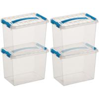 6x sunware q-line opberg box/opbergdoos - 9 liter - 30 x 20 x 22 cm - kunststof - transparant