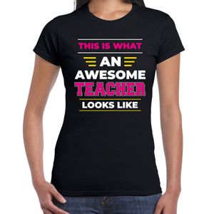 An awesome teacher / een geweldige lerares cadeau t-shirt zwart voor dames