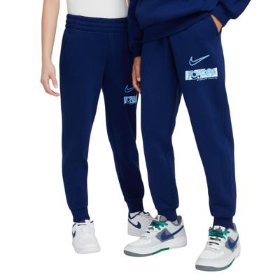 Nike Erling Haaland Club Fleece Joggingbroek Kids Donkerblauw Lichtblauw