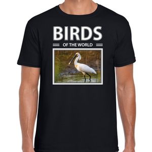 Lepelaars t-shirt met dieren foto birds of the world zwart voor heren