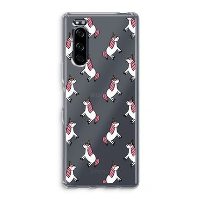 Eenhoorns overal: Sony Xperia 5 Transparant Hoesje