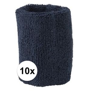 10x Navy blauw zweetbandje voor pols