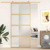 VidaXL Schuifdeur 90x205 cm mat esg-glas en aluminium goudkleurig