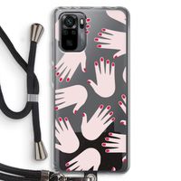 Hands pink: Xiaomi Redmi Note 10 Pro Transparant Hoesje met koord