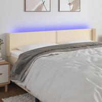 Hoofdbord LED 203x16x78/88 cm stof crèmekleurig