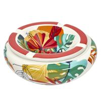 XXL size Storm Asbak Classic Flora - Kunststeen - D24 x H10 cm - print - voor binnen/balkon/serre