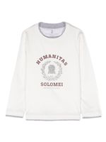 Brunello Cucinelli Kids t-shirt superposé à logo imprimé - Blanc