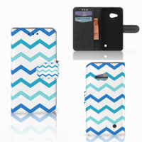 Microsoft Lumia 550 Telefoon Hoesje Zigzag Blauw - thumbnail