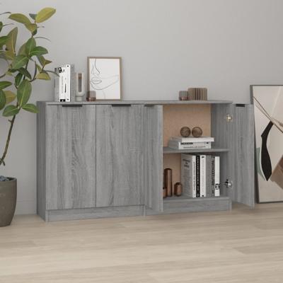Dressoirs 2 st 60x30x70 cm bewerkt hout grijs sonoma eiken