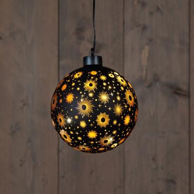 B.O.T. Ball Glass Black Star 12 cm Led Warm White - Annas collection