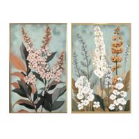 Schilderij Home ESPRIT Groen Blommor Shabby Chic 80 x 3,5 x 120 cm (2 Stuks)