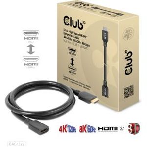 CLUB3D Ultra High Speed HDMI Extension Cable 4K120Hz 8K60Hz 48Gbps M/F 1 m / 3.28 ft 30AWG
