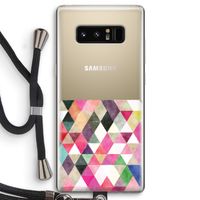 Gekleurde driehoekjes: Samsung Galaxy Note 8 Transparant Hoesje met koord