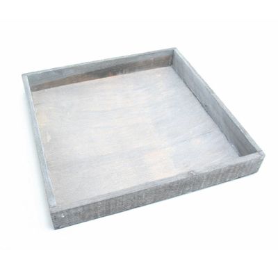Dienblad/kaarsenbord - hout - L30 x B30 x H3 - vierkant - grijs - tray - grey wash