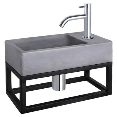 Differnz Force fonteinset beton donkergrijs - kraan gebogen - met handdoekrek - 40 x 22 x 9 cm - chroom