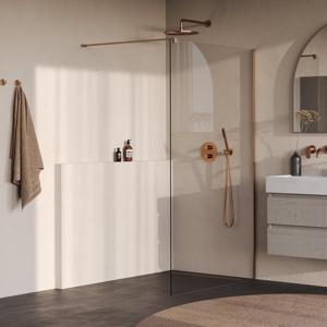 BRAUER Oblivion Inloopdouche - 110x200cm - glascoating - helder glas - geborsteld koper PVD GS-OBI1H110200GK