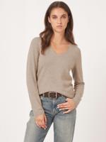 Basic V-hals trui van cashmere wolmix