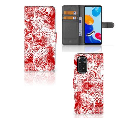 Telefoonhoesje met Naam Xiaomi Redmi Note 11/11S Angel Skull Rood