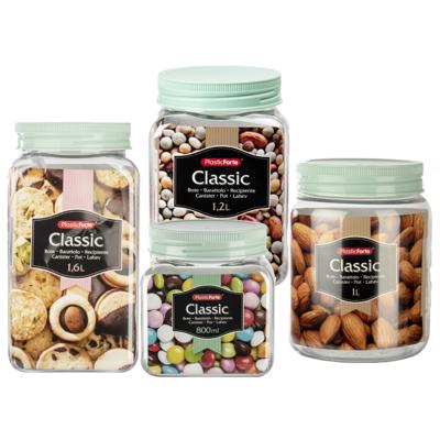 Plasticforte Voorraadpotten / weckpotten - 10x stuks - 800 ml - 1000 ml - 1200 ml - 1600 ml