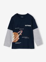 Jongensshirt met dubbele mouwen marineblauw - thumbnail