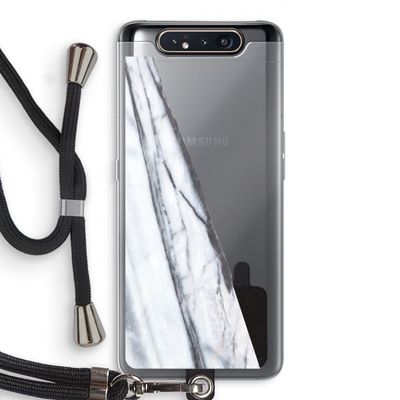 Gestreepte marmer: Samsung Galaxy A80 Transparant Hoesje met koord