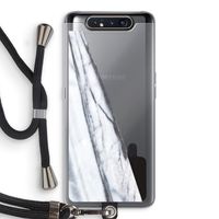 Gestreepte marmer: Samsung Galaxy A80 Transparant Hoesje met koord