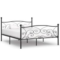 Bedframe met lattenbodem metaal zwart 200x200 cm - thumbnail