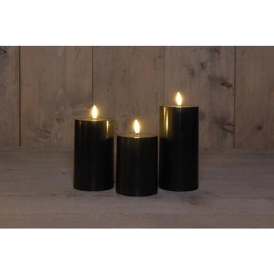 LED Outdoor kaars zwart set a 3