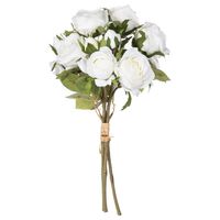 Atmosphera kunstbloemen boeket 14 witte rozen 40 cm - thumbnail