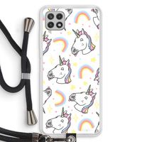 Rainbow Unicorn: Samsung Galaxy A22 4G Transparant Hoesje met koord
