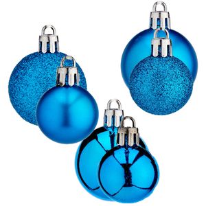 Kleine kerstballen - 40x st - turquoise blauw - 3 en 4 cm - mat/glans/glitter