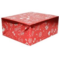 3x Rollen Kerst inpakpapier/cadeaupapier rood metallic Merry Christmas 2,5 x 0,7 meter