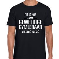 Dit is hoe een geweldige gymleraar eruit ziet cadeau t-shirt zwart heren - thumbnail