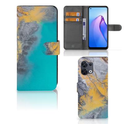 OPPO Reno8 | Bookcase | Marble Blue Gold