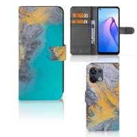 OPPO Reno8 | Bookcase | Marble Blue Gold