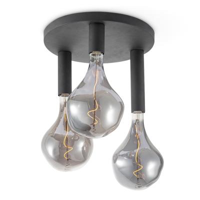 LED Plafondlamp Rond - Ø35cm - Metaal - 3 Hoogtes tot 23cm - Zwart - Modern Design - set met 3 E27 Lamphouder - Voor Woonkamer en Slaapkamer en Eetkamer