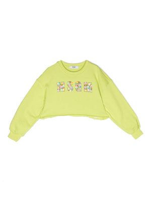 MSGM Kids sweat à sequins brodés - Vert