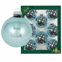 Kerstballen - 8x st - starlight blauw - 7 cm - glas - kerstversiering