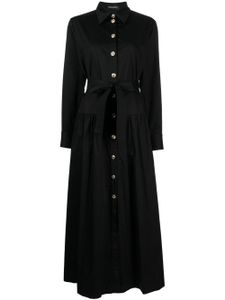 Cynthia Rowley robe mi-longue ceinturée à col pointu - Noir