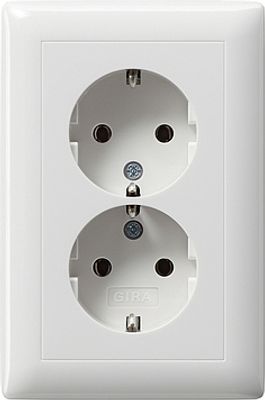 Gira dubbel wandcontactdoos met randaarde Compact Let op voor ovale inbouwdozen