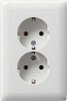 Gira dubbel wandcontactdoos met randaarde Compact Let op voor ovale inbouwdozen
