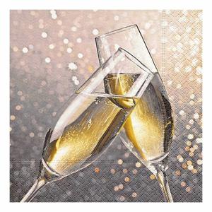 Paperdesign Kerstservetten - 20x - champagne thema - 33 x 33 cm - 3 laags