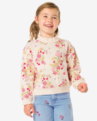 HEMA Kindertrui sweatstof bloemen ecru (ecru)