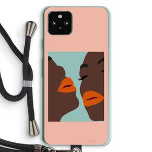 Orange lips: Pixel 5a 5G Transparant Hoesje met koord