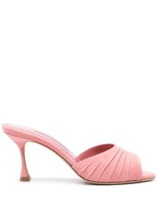 Manolo Blahnik mules Pirua 75 mm en daim - Rose