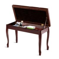 Houten Dubbele Pianobank Pianokruk van Massief Hout Pianobank Gestoffeerd Pianozitbank Klavier Bank 75 x 35 x 49 cm (Bruin)