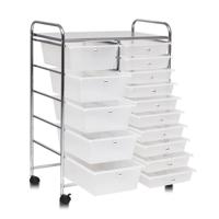 Badkamer Trolley Mobiele Opslag Trolley met 15 Laden Gekleurd/Zwart 63 x 37 x 87 cm-Transparant