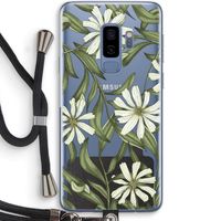 Wit bloemenpatroon: Samsung Galaxy S9 Plus Transparant Hoesje met koord