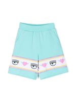 Chiara Ferragni Kids short à logo imprimé - Bleu