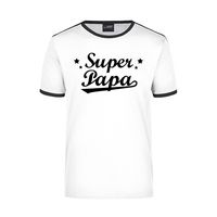 Super papa wit/zwart ringer t-shirt voor heren - thumbnail